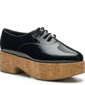 Salvatore Ferragamo Viviane Platform Oxford lace up patent leather in black